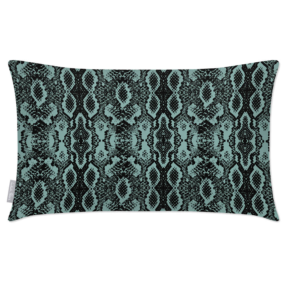 Outdoor Garden Waterproof Rectangle Cushion - Exotic Snake Print  Izabela Peters Blue Surf 50 x 30 cm 