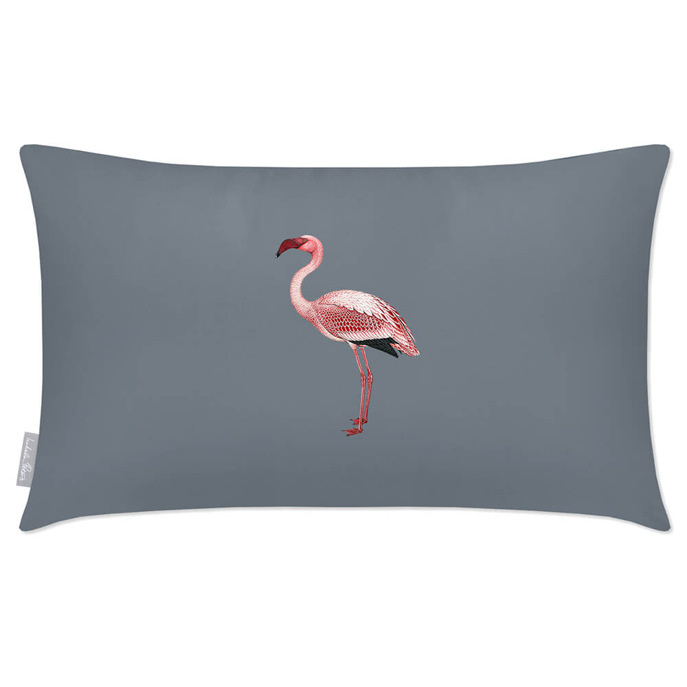 Outdoor Garden Waterproof Rectangle Cushion - Flamingo - French Grey 50 x 30 cm by Izabela Peters