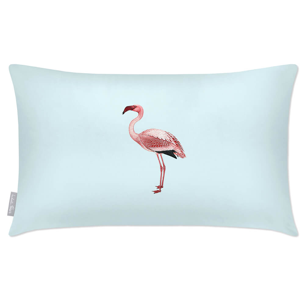 Outdoor Garden Waterproof Rectangle Cushion - Flamingo - Duck Egg 50 x 30 cm by Izabela Peters