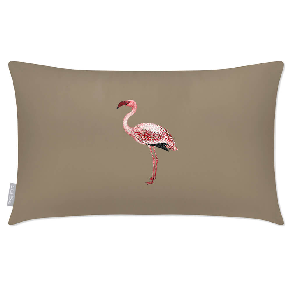 Outdoor Garden Waterproof Rectangle Cushion - Flamingo - Taupe 50 x 30 cm by Izabela Peters