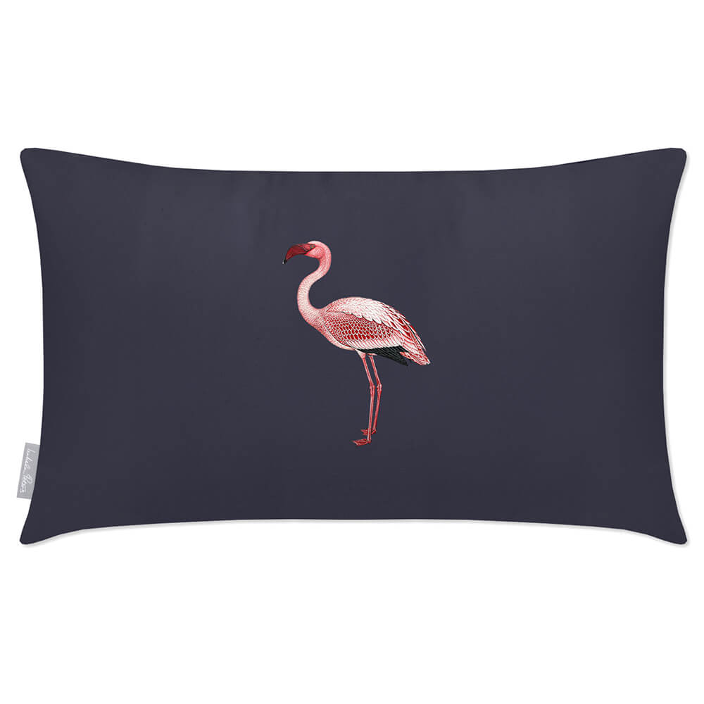 Outdoor Garden Waterproof Rectangle Cushion - Flamingo - Graphite 50 x 30 cm by Izabela Peters
