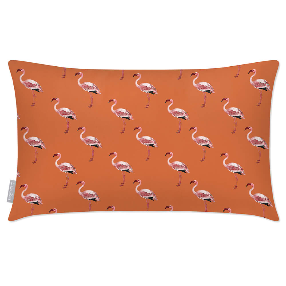 Outdoor Garden Waterproof Rectangle Cushion - Flamingos - Burnt Orange 50 x 30 cm by Izabela Peters