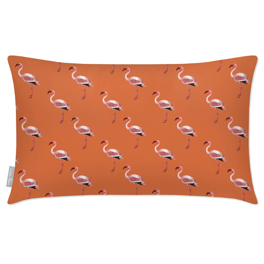 Outdoor Garden Waterproof Rectangle Cushion - Flamingos  Izabela Peters Burnt Orange 50 x 30 cm 