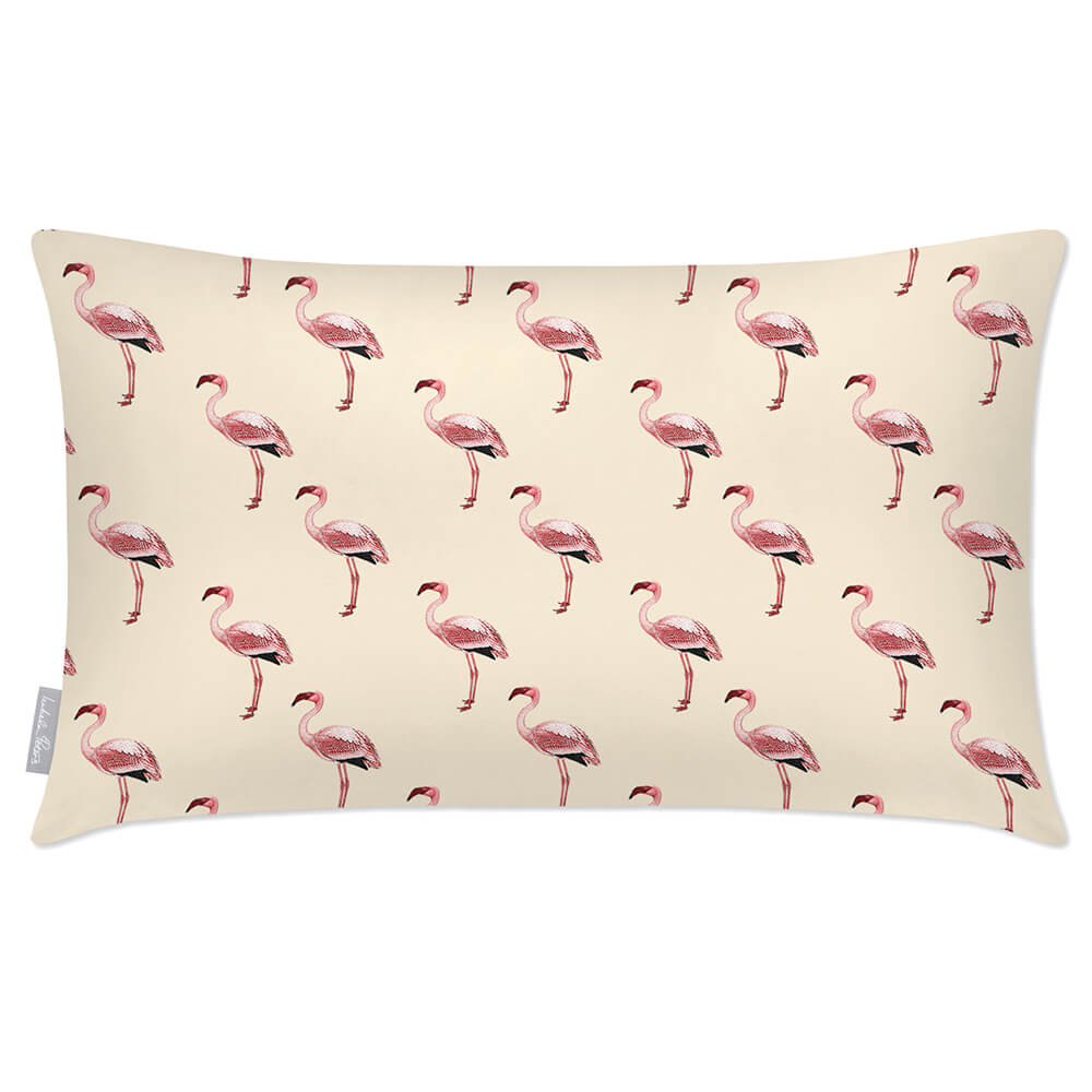 Outdoor Garden Waterproof Rectangle Cushion - Flamingos - Cream 50 x 30 cm by Izabela Peters