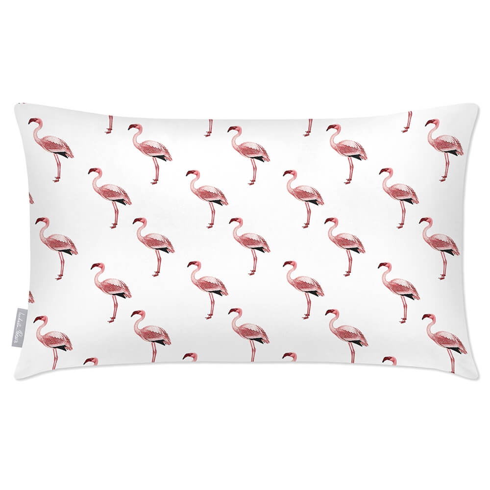 Outdoor Garden Waterproof Rectangle Cushion - Flamingos - White 50 x 30 cm by Izabela Peters