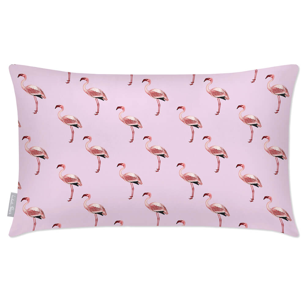 Outdoor Garden Waterproof Rectangle Cushion - Flamingos - Blush Pink 50 x 30 cm by Izabela Peters