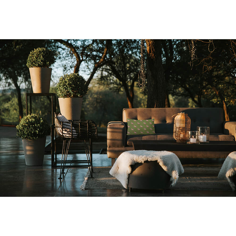 Outdoor Garden Waterproof Rectangle Cushion - Flamingos  Izabela Peters   