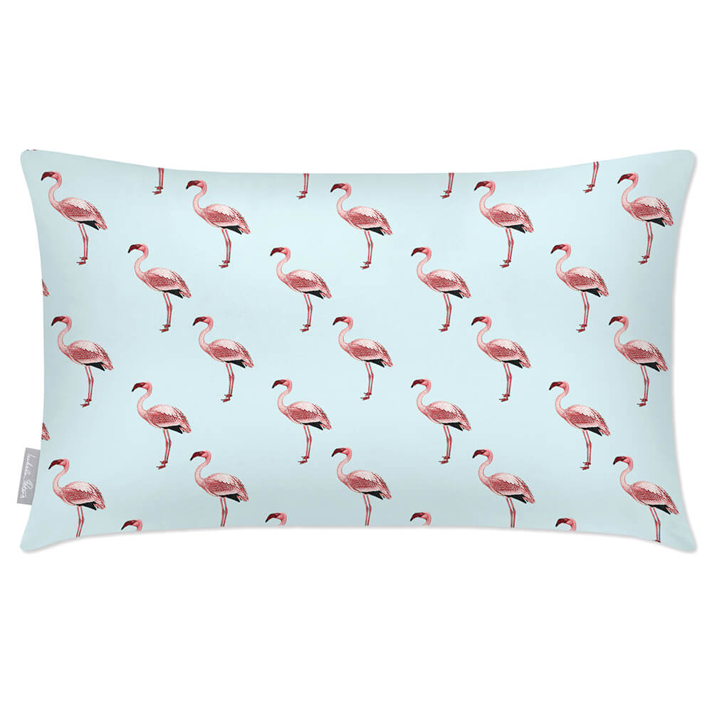 Outdoor Garden Waterproof Rectangle Cushion - Flamingos  Izabela Peters Duck Egg 50 x 30 cm 