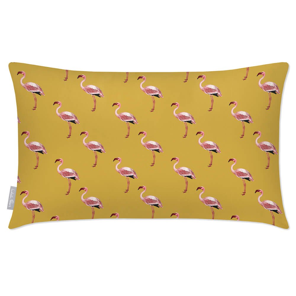 Outdoor Garden Waterproof Rectangle Cushion - Flamingos  Izabela Peters Mustard 50 x 30 cm 