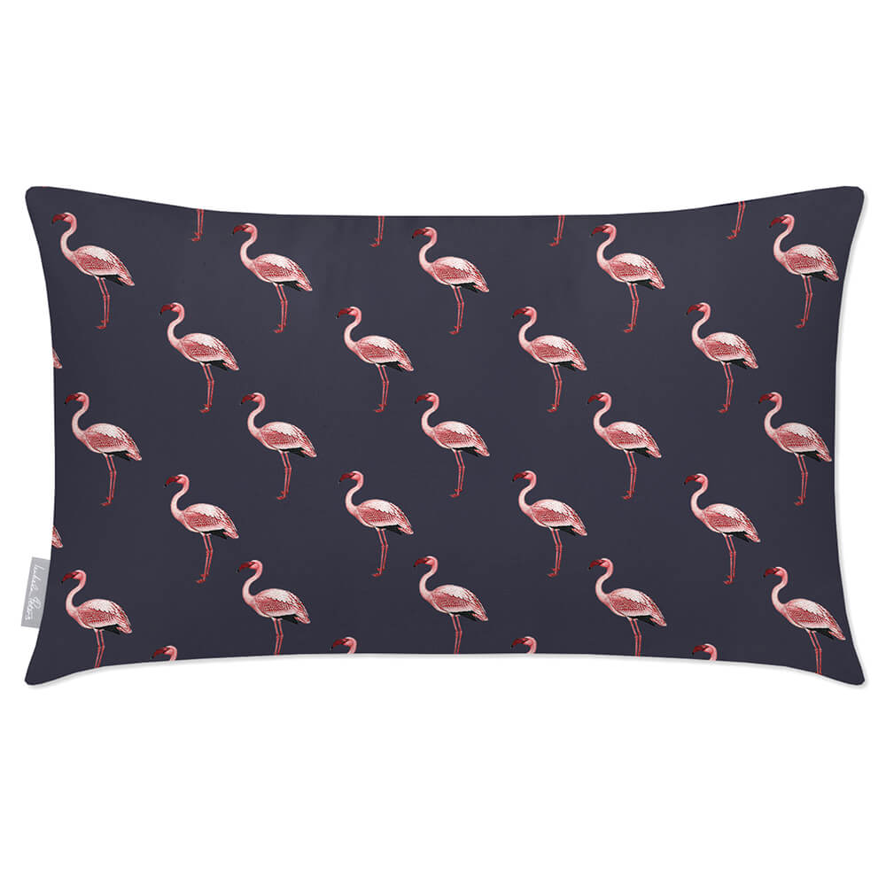 Outdoor Garden Waterproof Rectangle Cushion - Flamingos  Izabela Peters Graphite 50 x 30 cm 