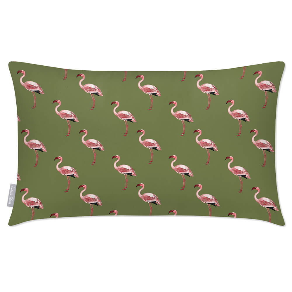 Outdoor Garden Waterproof Rectangle Cushion - Flamingos  Izabela Peters Sage 50 x 30 cm 