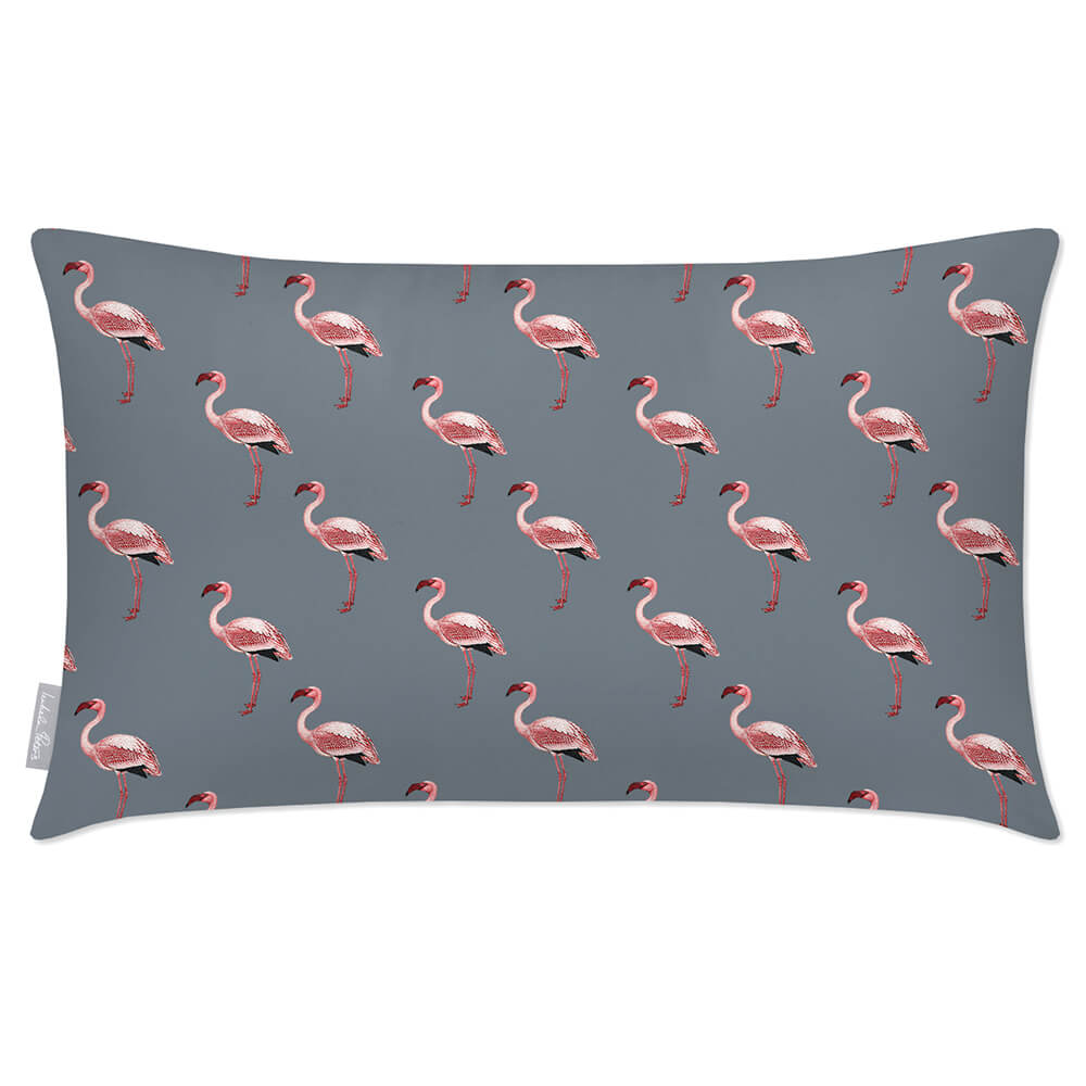 Outdoor Garden Waterproof Rectangle Cushion - Flamingos - French Grey 50 x 30 cm by Izabela Peters