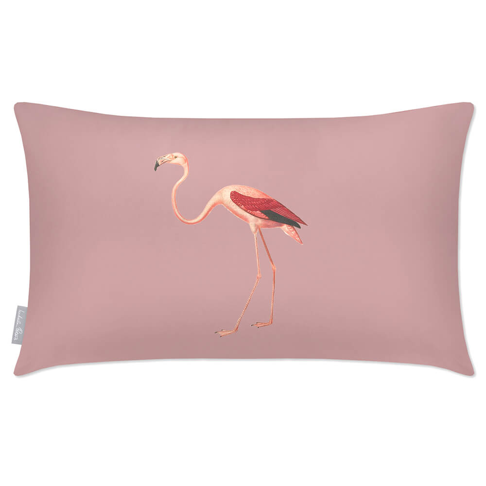 Outdoor Garden Waterproof Rectangle Cushion - Flora and Fauna Flamingo - Rosewater 50 x 30 cm by Izabela Peters