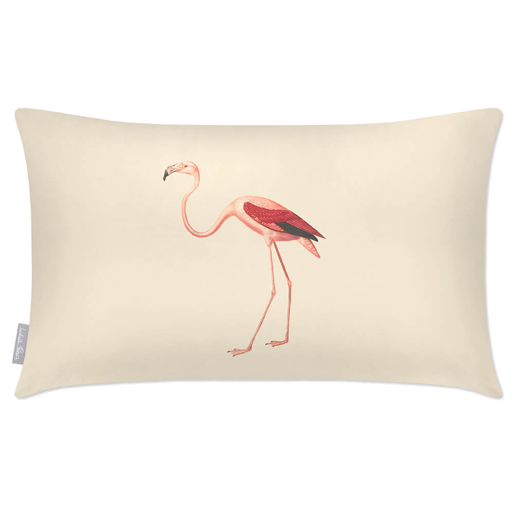 Outdoor Garden Waterproof Rectangle Cushion - Flora and Fauna Flamingo  Izabela Peters Ivory Cream 50 x 30 cm 