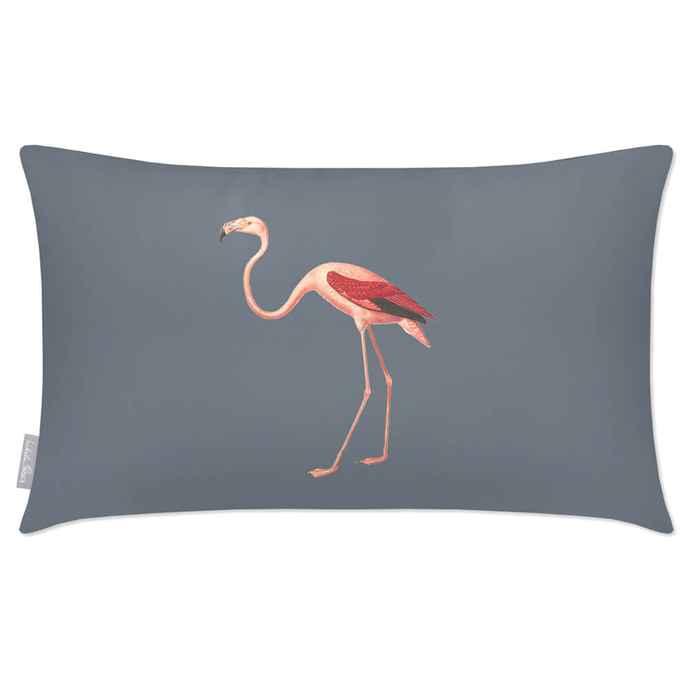Outdoor Garden Waterproof Rectangle Cushion - Flora and Fauna Flamingo  Izabela Peters French Grey 50 x 30 cm 
