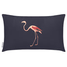 Outdoor Garden Waterproof Rectangle Cushion - Flora and Fauna Flamingo - Graphite 50 x 30 cm by Izabela Peters