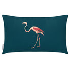 Outdoor Garden Waterproof Rectangle Cushion - Flora and Fauna Flamingo - Teal 50 x 30 cm by Izabela Peters