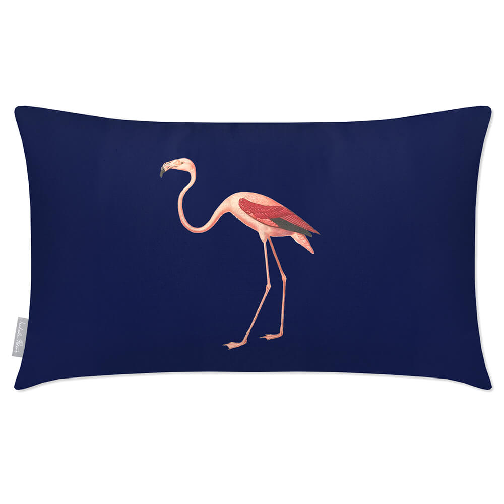 Outdoor Garden Waterproof Rectangle Cushion - Flora and Fauna Flamingo - Midnight 50 x 30 cm by Izabela Peters