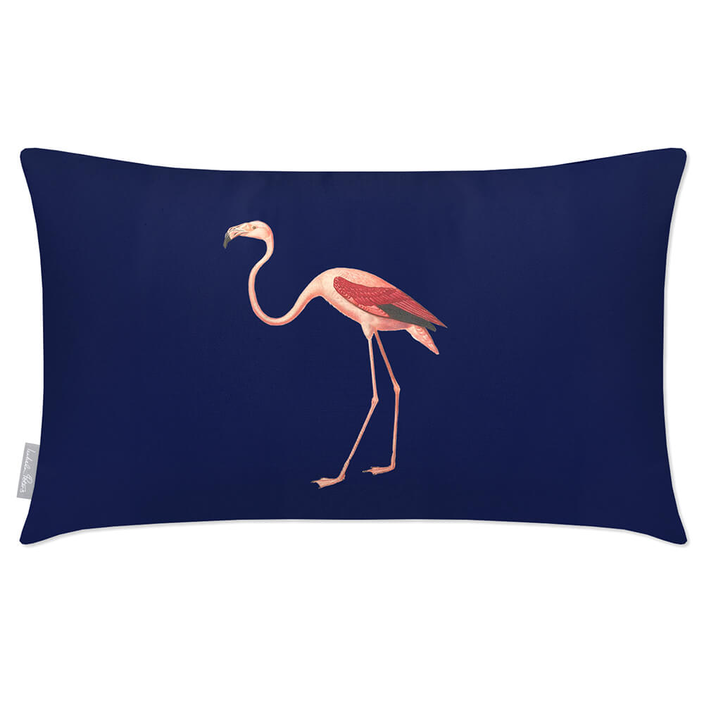 Outdoor Garden Waterproof Rectangle Cushion - Flora and Fauna Flamingo  Izabela Peters Midnight 50 x 30 cm 