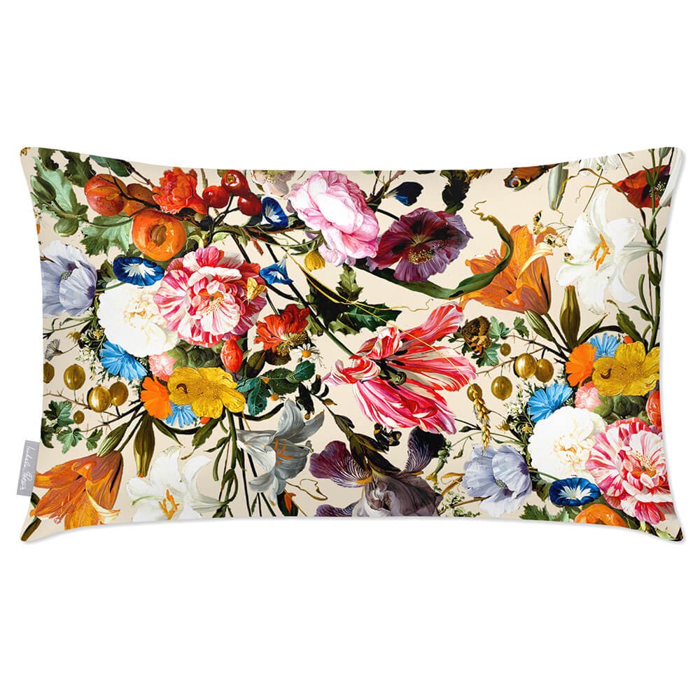 Outdoor Garden Waterproof Rectangle Cushion - Floral Dream Luxury Outdoor Cushions Izabela Peters Ivory Cream 50 x 30 cm 