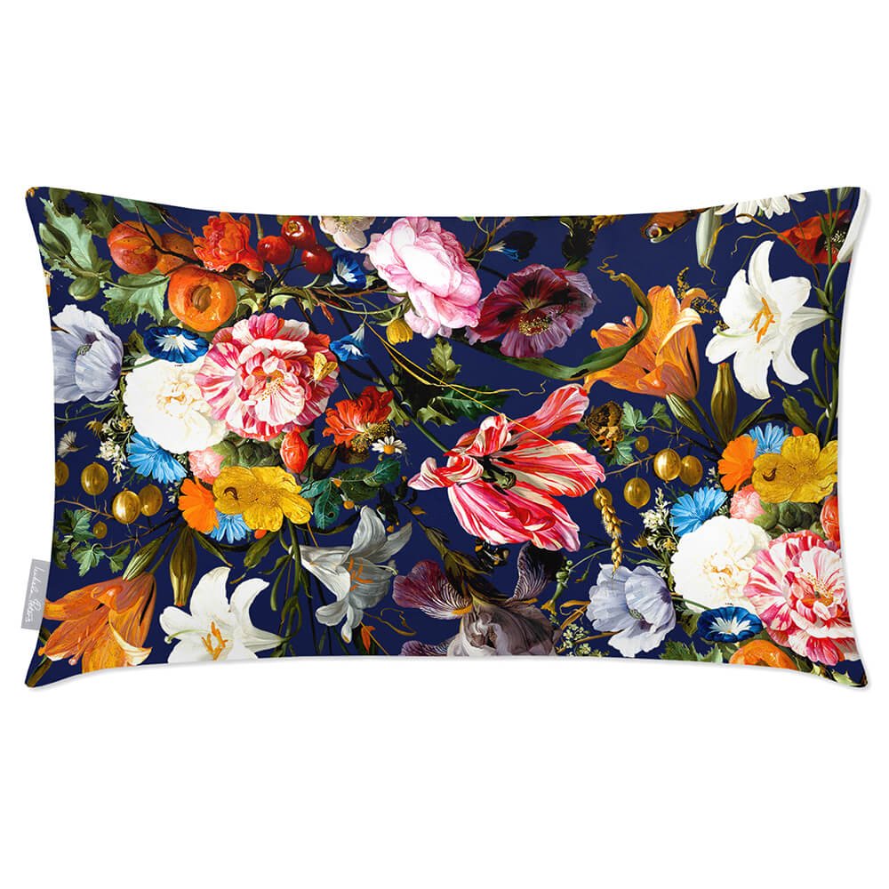 Outdoor Garden Waterproof Rectangle Cushion - Floral Dream - Midnight 50 x 30 cm by Izabela Peters