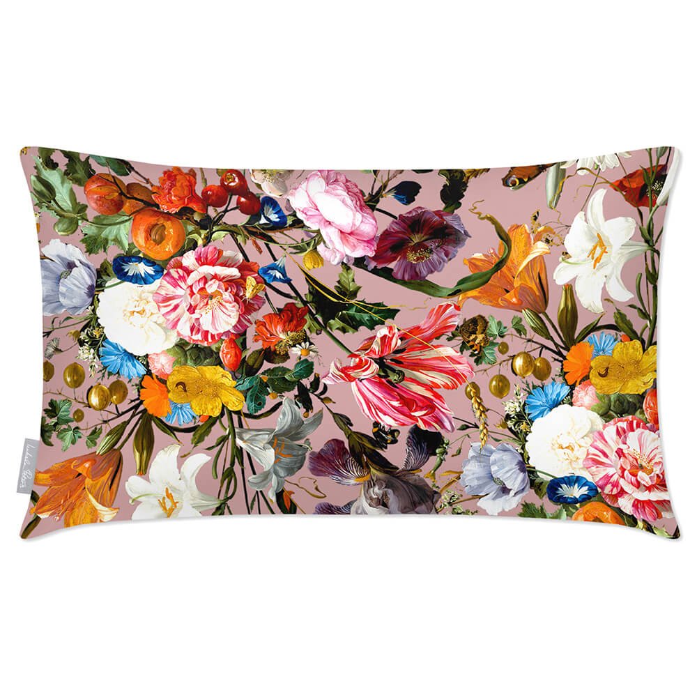 Outdoor Garden Waterproof Rectangle Cushion - Floral Dream - Rosewater 50 x 30 cm by Izabela Peters