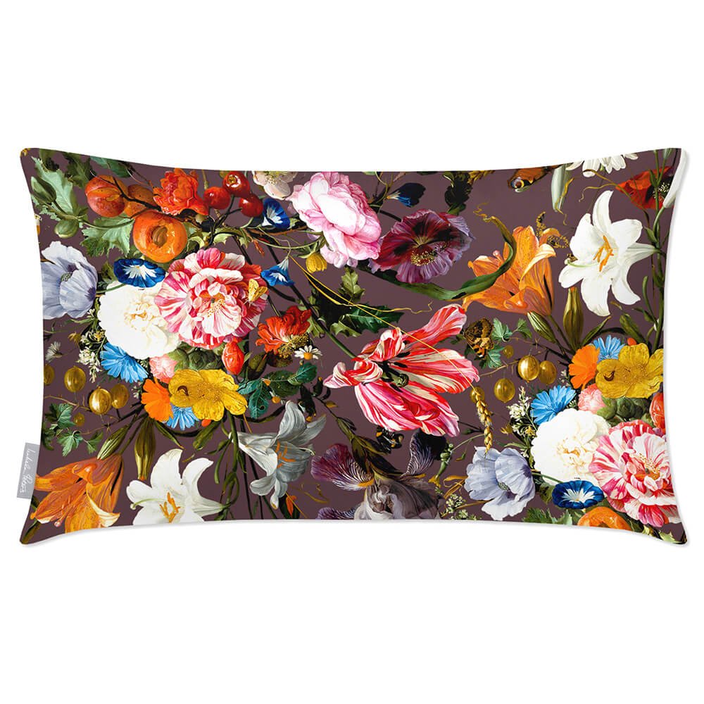 Outdoor Garden Waterproof Rectangle Cushion - Floral Dream - Italian Grape 50 x 30 cm by Izabela Peters