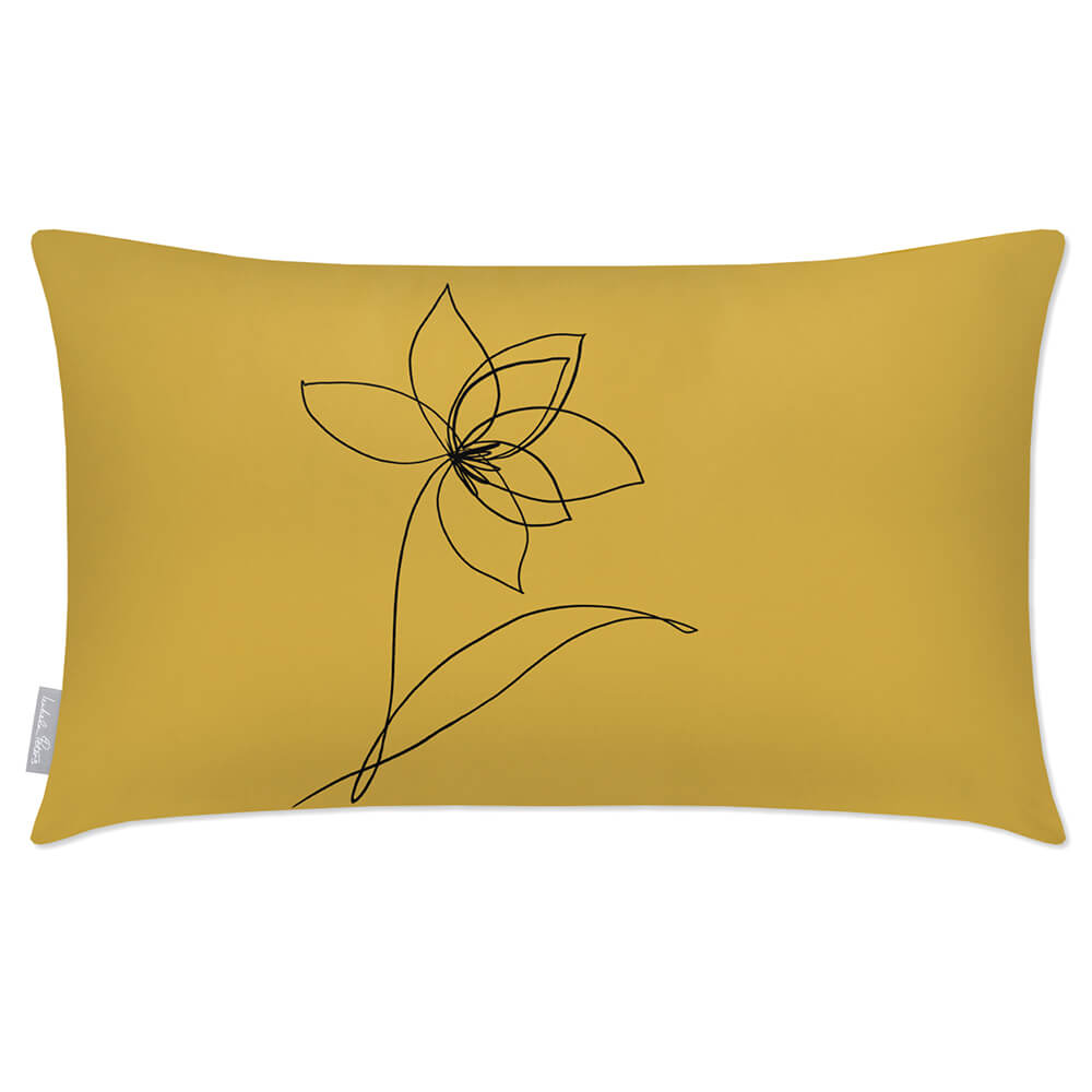 Outdoor Garden Waterproof Rectangle Cushion - Flower  Izabela Peters Mustard Ochre 50 x 30 cm 