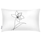 Outdoor Garden Waterproof Rectangle Cushion - Flower - White and Black 50 x 30 cm by Izabela Peters