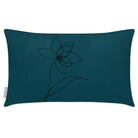 Outdoor Garden Waterproof Rectangle Cushion - Flower - Teal 50 x 30 cm by Izabela Peters