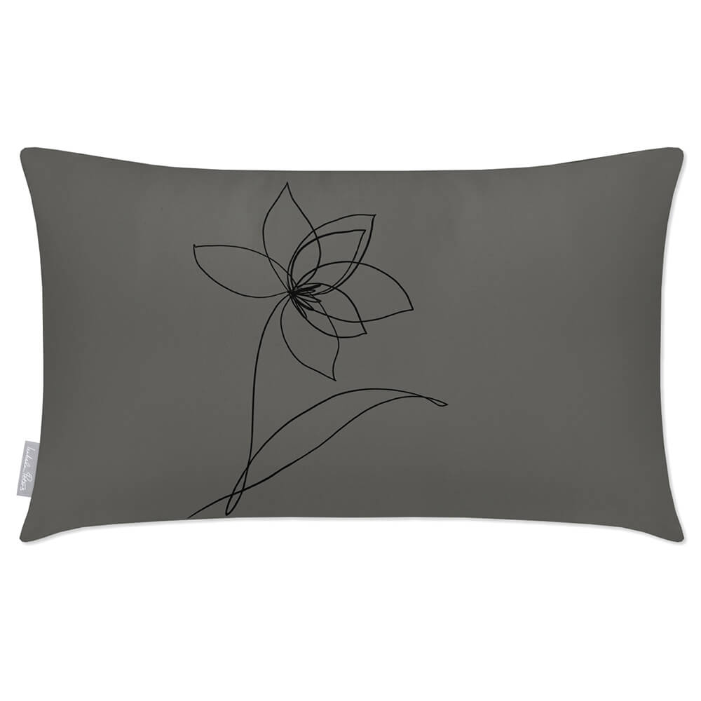 Outdoor Garden Waterproof Rectangle Cushion - Flower - Beluga 50 x 30 cm by Izabela Peters