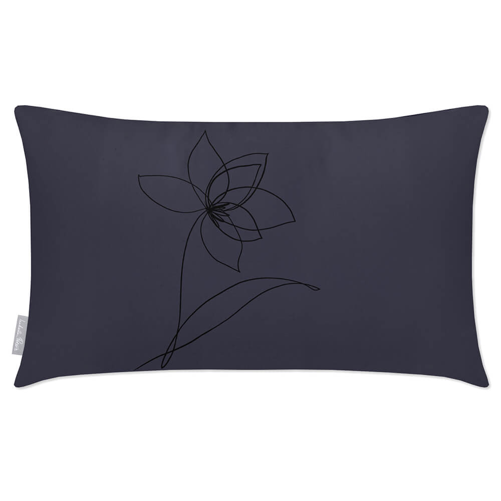 Outdoor Garden Waterproof Rectangle Cushion - Flower  Izabela Peters Graphite 50 x 30 cm 