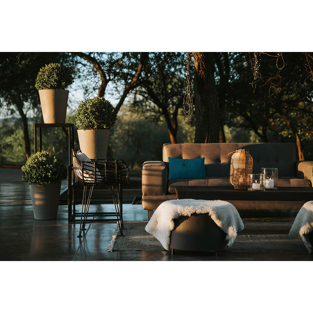 Outdoor Garden Waterproof Rectangle Cushion - Flower - Teal 50 x 30 cm by Izabela Peters
