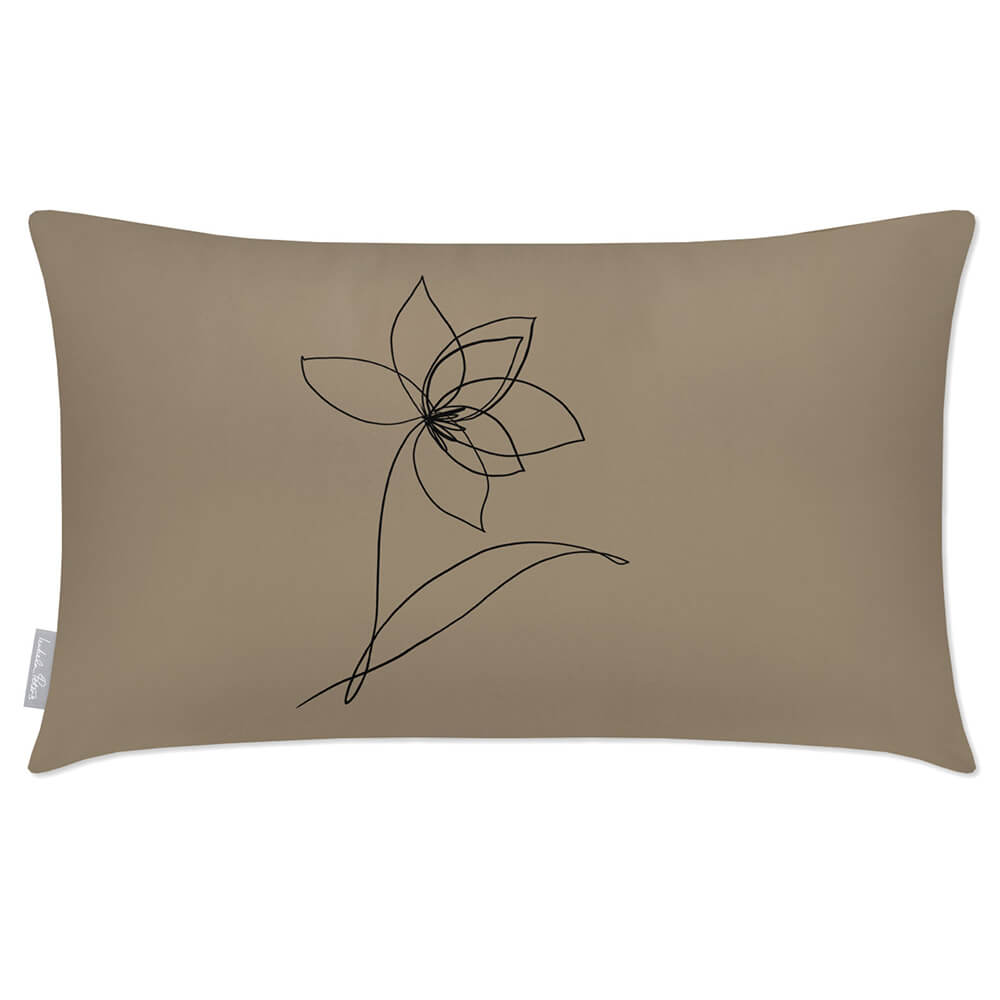 Outdoor Garden Waterproof Rectangle Cushion - Flower  Izabela Peters Taupe 50 x 30 cm 