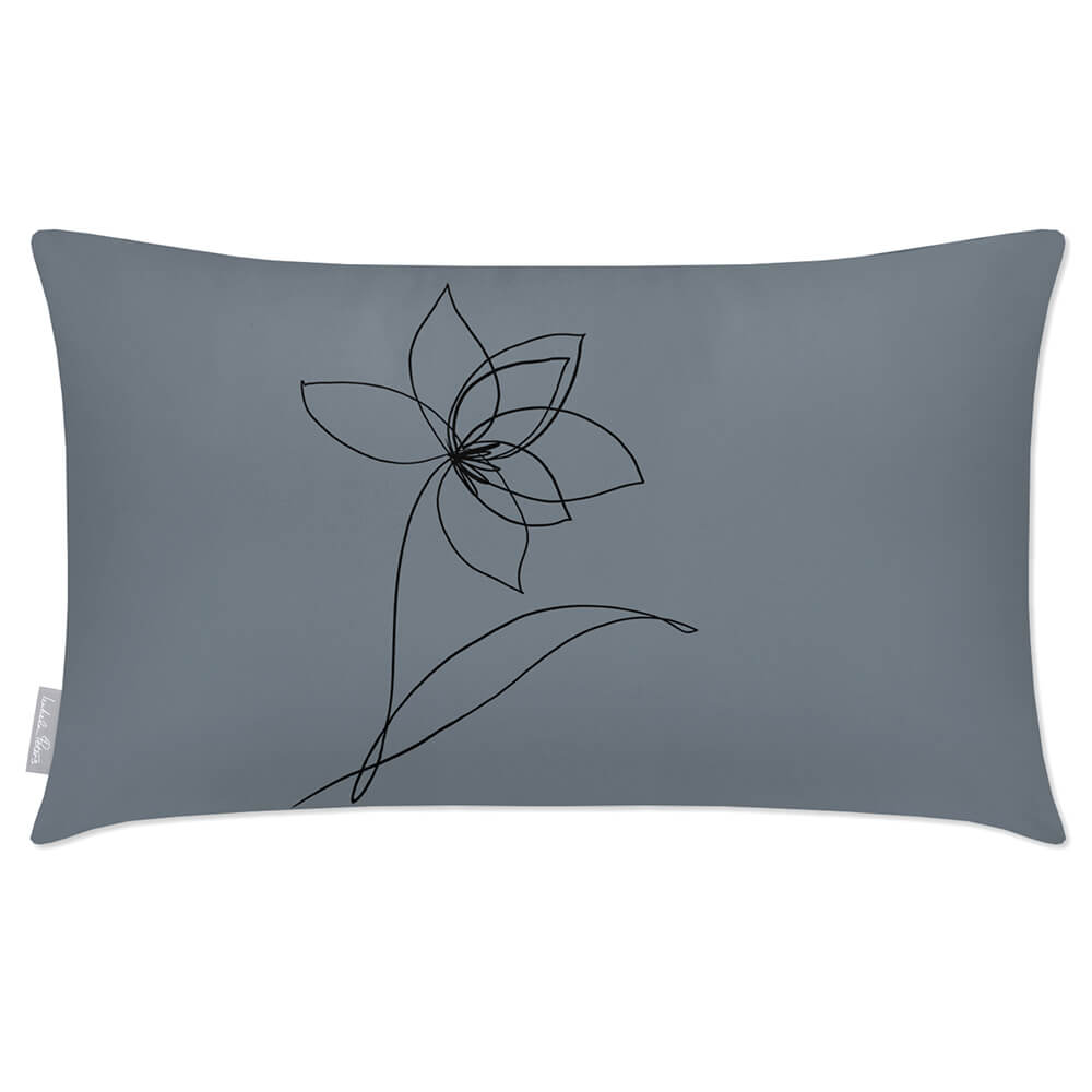 Outdoor Garden Waterproof Rectangle Cushion - Flower  Izabela Peters French Grey 50 x 30 cm 