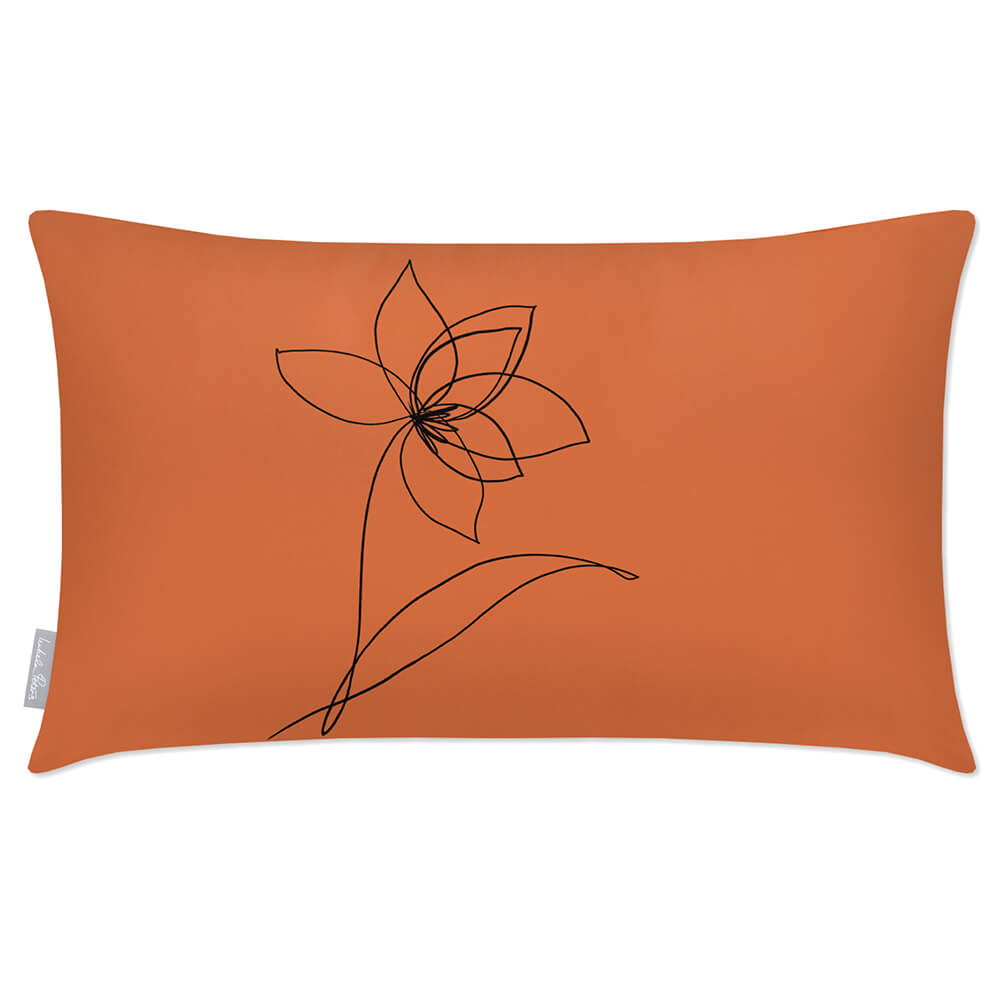 Outdoor Garden Waterproof Rectangle Cushion - Flower - Burnt Ochre 50 x 30 cm by Izabela Peters