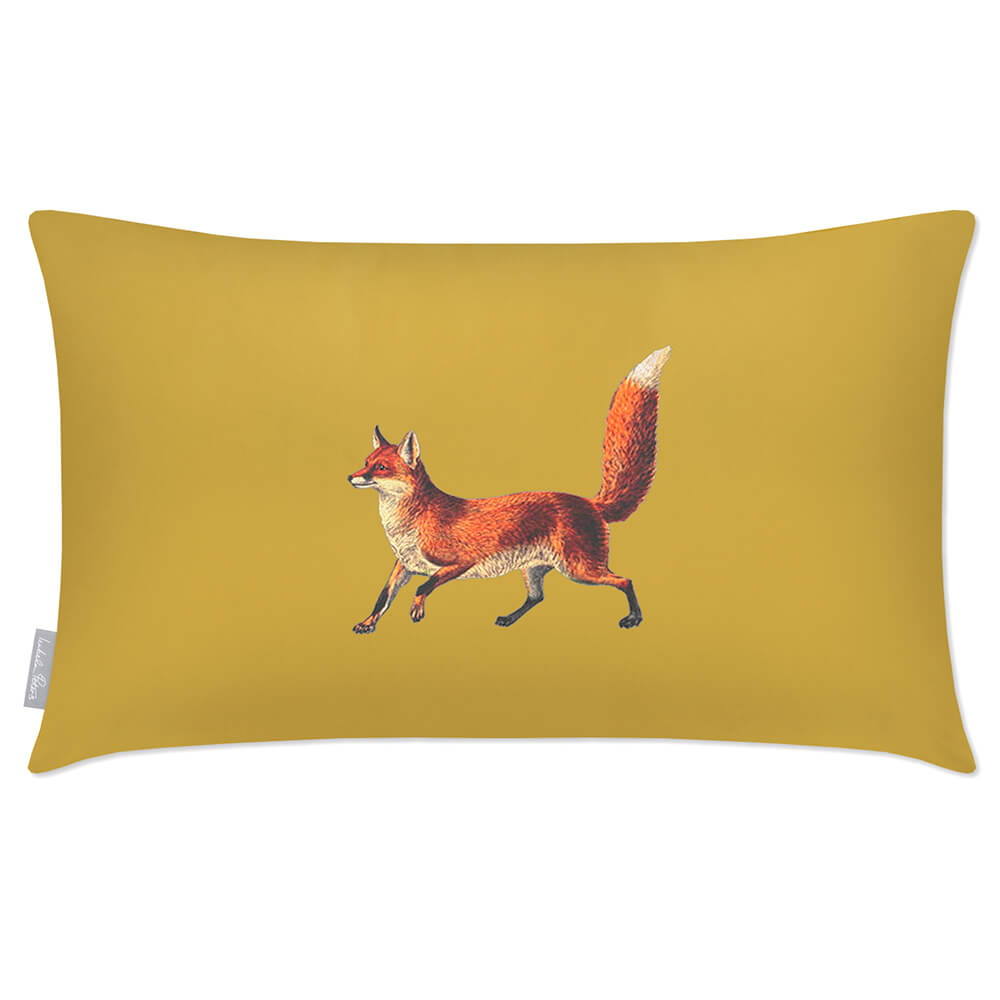 Outdoor Garden Waterproof Rectangle Cushion - Fox - Mustard 50 x 30 cm by Izabela Peters