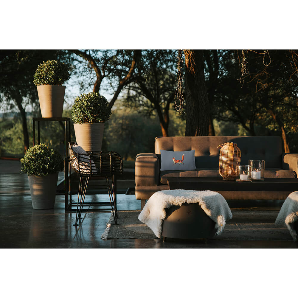 Outdoor Garden Waterproof Rectangle Cushion - Fox - French Grey 50 x 30 cm by Izabela Peters