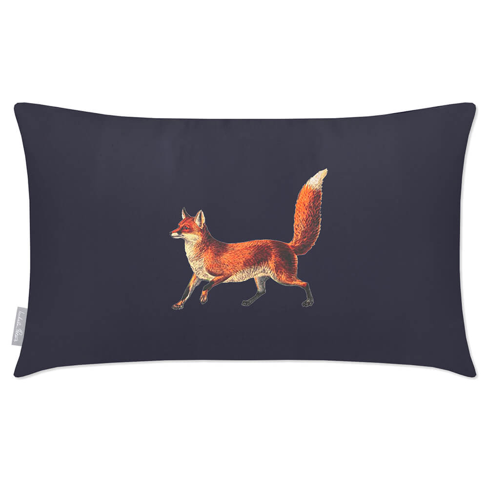 Outdoor Garden Waterproof Rectangle Cushion - Fox - Graphite 50 x 30 cm by Izabela Peters