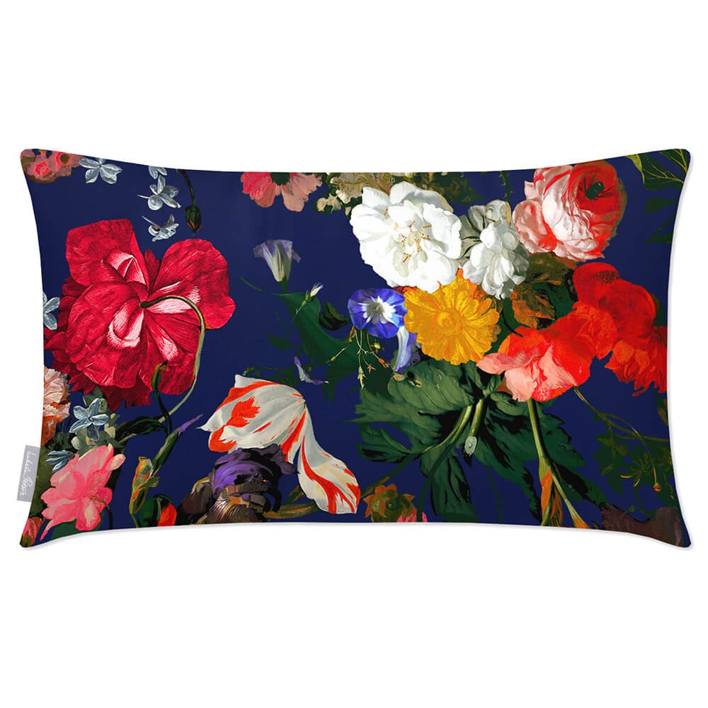 Outdoor Garden Waterproof Rectangle Cushion - Garden Bouquet - Midnight 50 x 30 cm by Izabela Peters