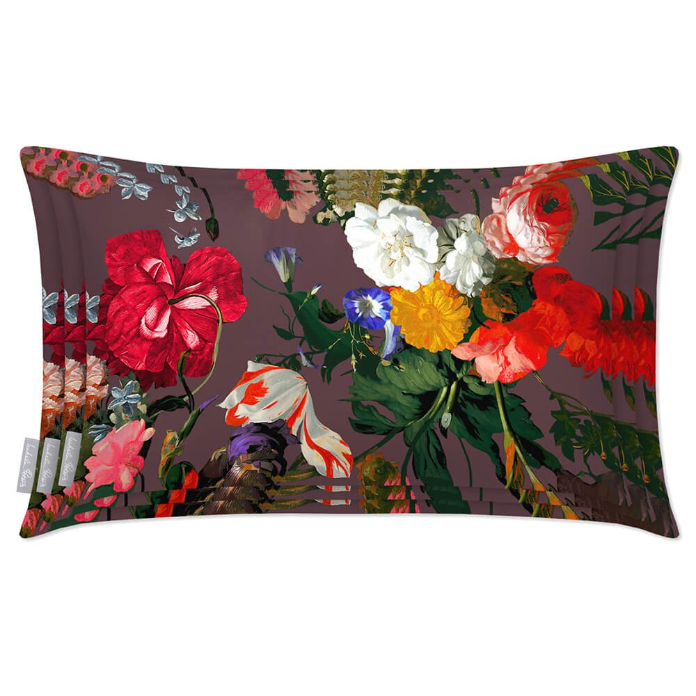 Outdoor Garden Waterproof Rectangle Cushion - Garden Bouquet - Italian Grape 50 x 30 cm by Izabela Peters