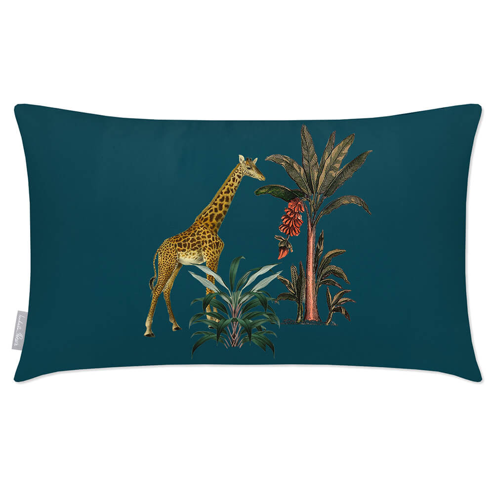 Outdoor Garden Waterproof Rectangle Cushion - Giraffe - Teal 50 x 30 cm by Izabela Peters