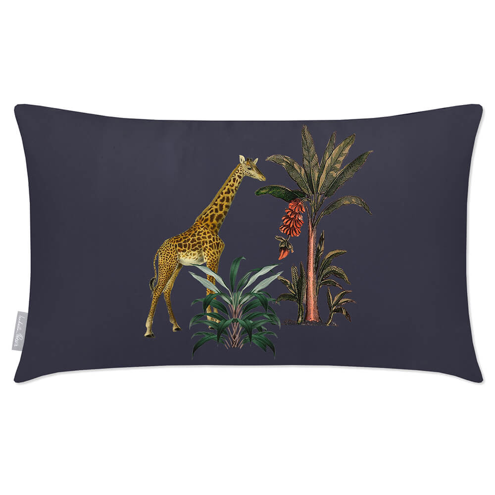 Outdoor Garden Waterproof Rectangle Cushion - Giraffe - Graphite 50 x 30 cm by Izabela Peters