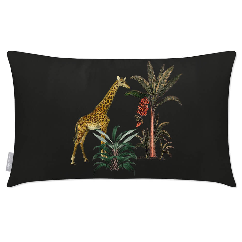 Outdoor Garden Waterproof Rectangle Cushion - Giraffe - Charcoal 50 x 30 cm by Izabela Peters