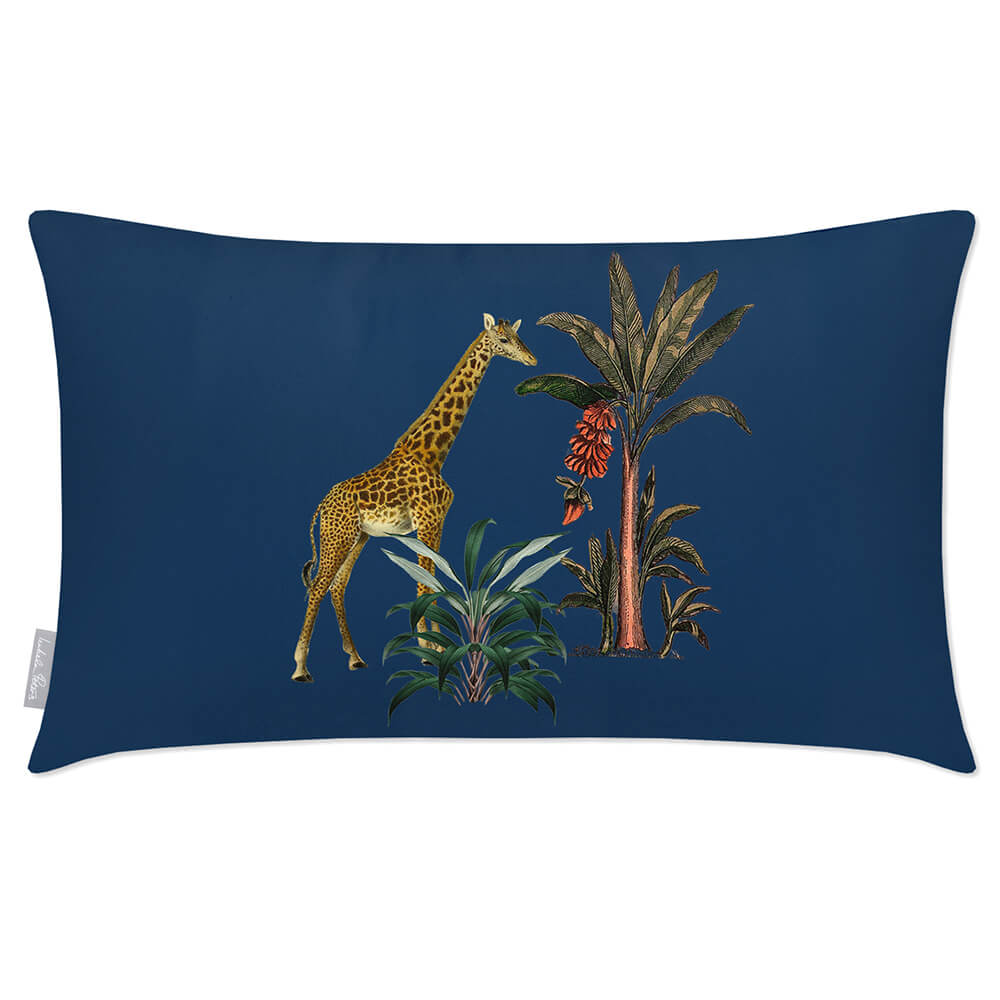 Outdoor Garden Waterproof Rectangle Cushion - Giraffe - Estate Blue 50 x 30 cm by Izabela Peters