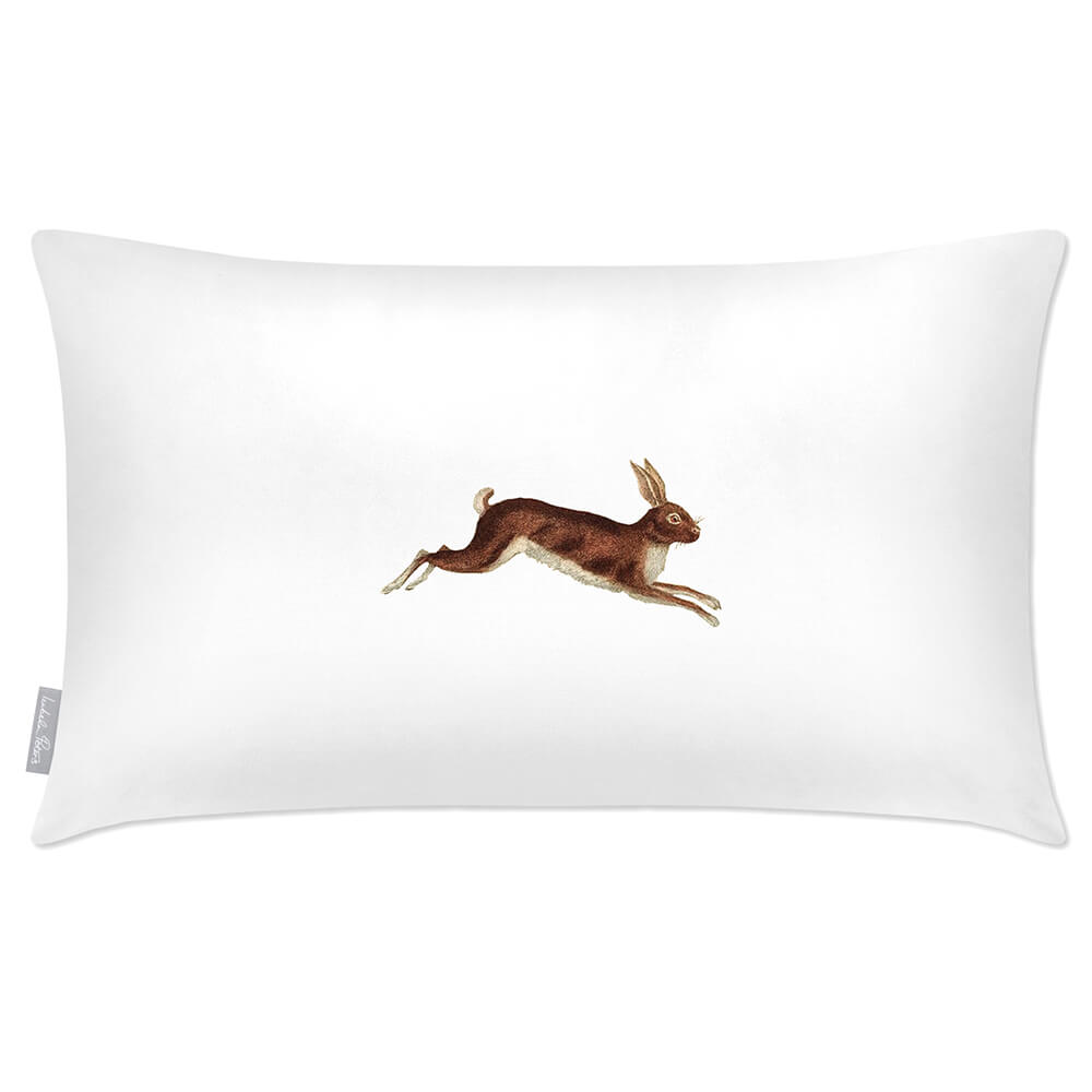Outdoor Garden Waterproof Rectangle Cushion - Hare - White 50 x 30 cm by Izabela Peters