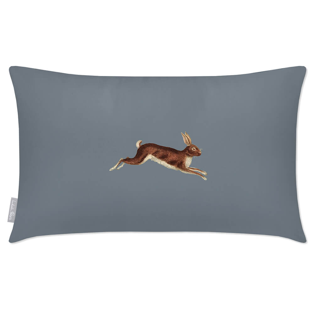Outdoor Garden Waterproof Rectangle Cushion - Hare  Izabela Peters French Grey 50 x 30 cm 