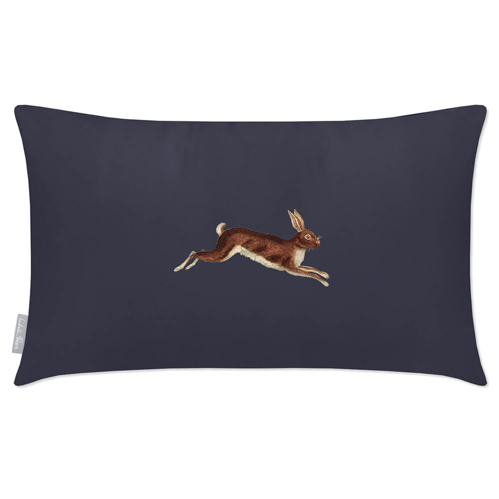 Outdoor Garden Waterproof Rectangle Cushion - Hare - Graphite 50 x 30 cm by Izabela Peters