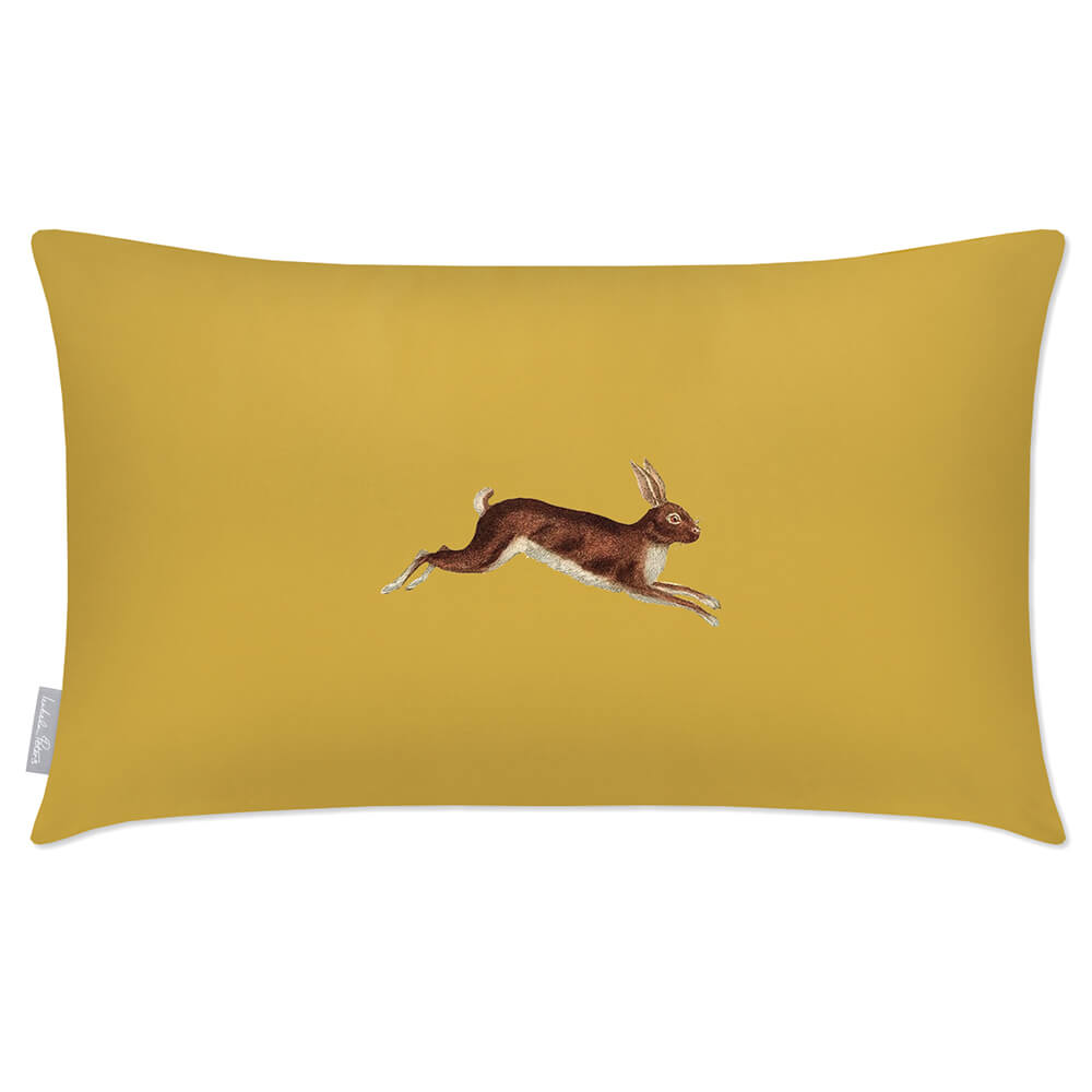 Outdoor Garden Waterproof Rectangle Cushion - Hare  Izabela Peters Mustard 50 x 30 cm 