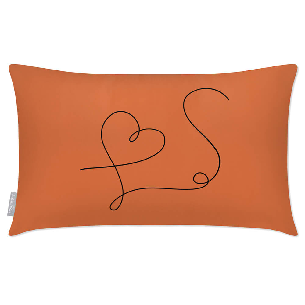 Outdoor Garden Waterproof Rectangle Cushion - Heart - Burnt Ochre 50 x 30 cm by Izabela Peters